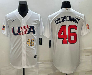 Mens USA Baseball #46 Paul Goldschmidt Number 2023 White World Baseball Classic Stitched Jersey->2023 world baseball classic->MLB Jersey